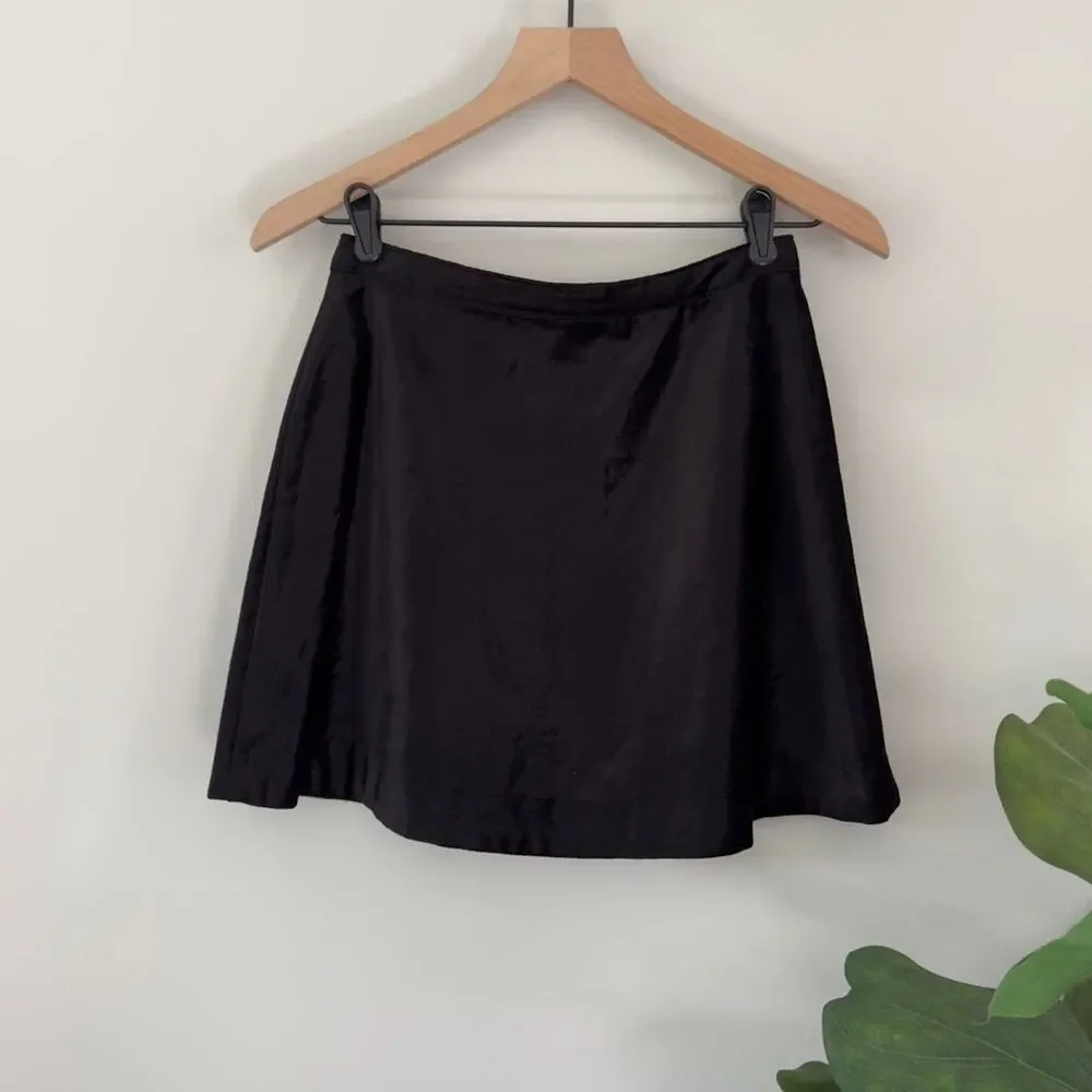 Free People Black Velvet Circle Zipper Front Mini Skirt A-Line Cotton Blend Zip